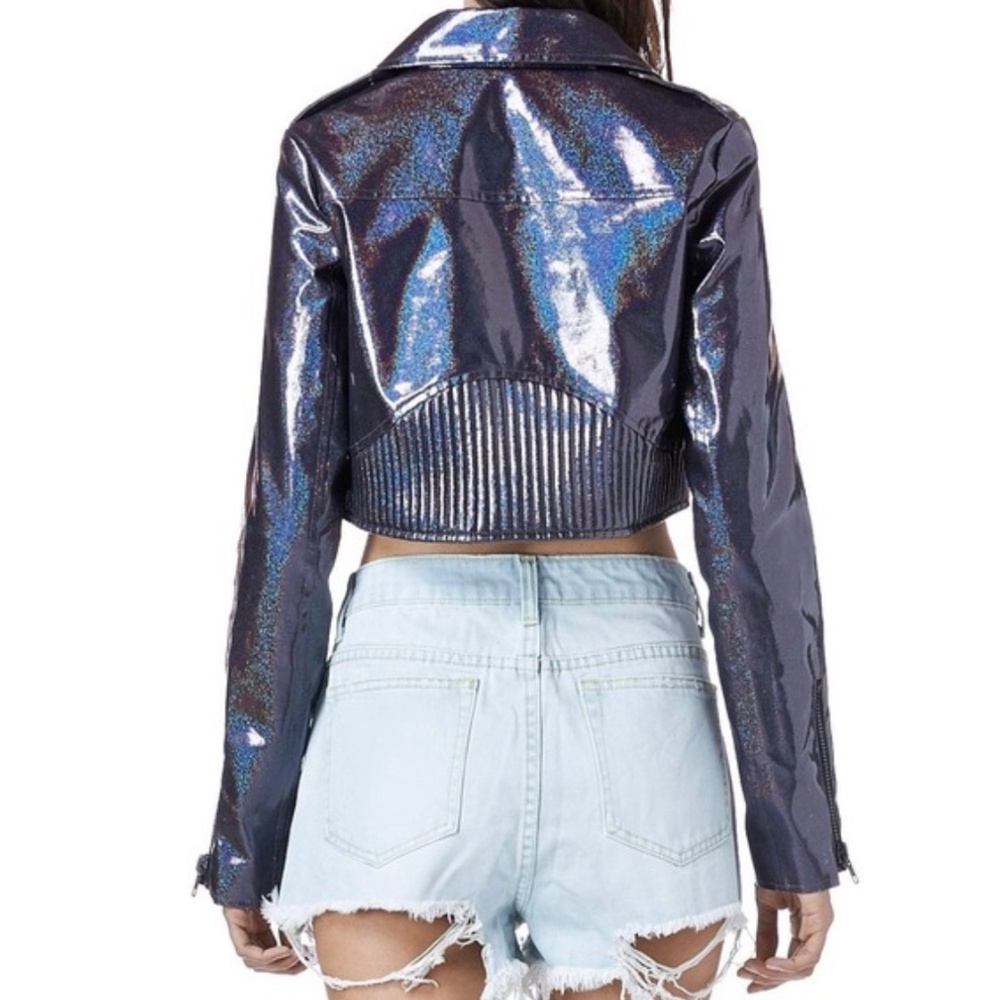 *RARE* UNIF PURPLE GLITTER MOTO VINYL JACKET NEW SIZE S - Picture 4 of 7